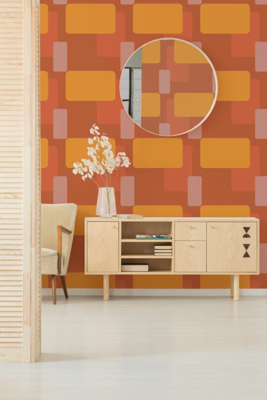 Terracotta Geometric unpasted design by Fancy Walls