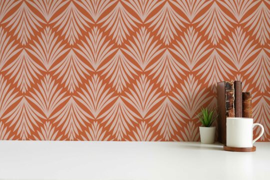 Terracotta Artful Leaves traditional wallpaper design by Fancy Walls