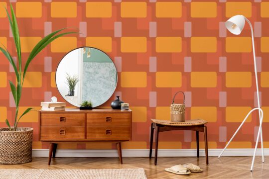 Fancy Walls peel and stick wallpaper with Terracotta Geometry
