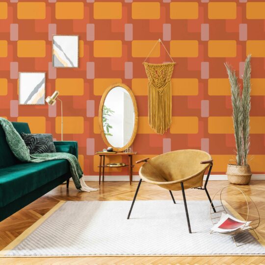 Warm Terracotta tones in Geometric patterns by Fancy Walls