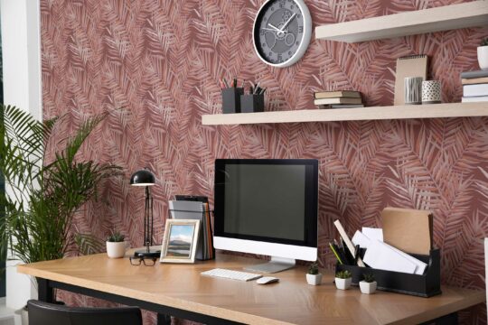 Terracotta Palm Elegance self-adhesive wallpaper by Fancy Walls