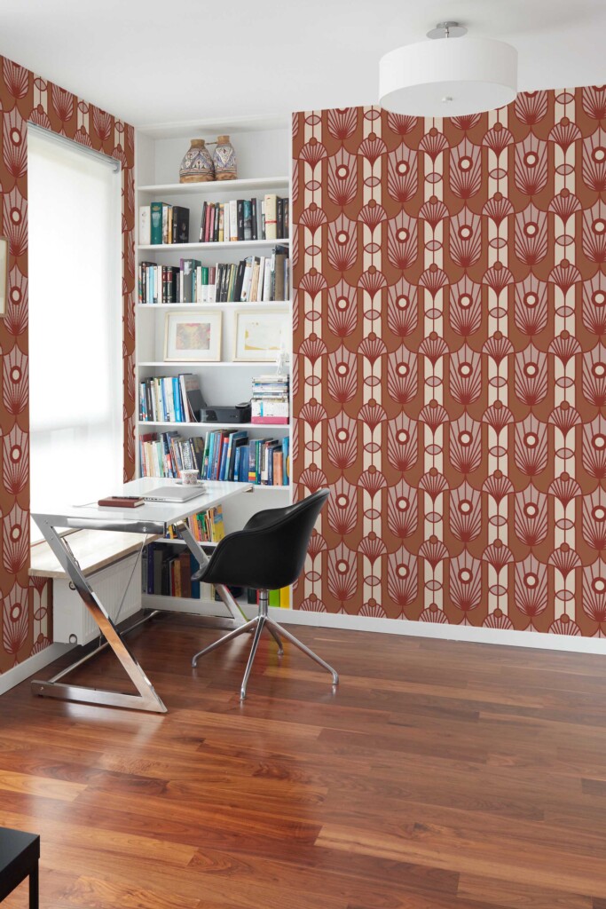 Fancy Walls removable terracotta geometric wallpaper for living rooms