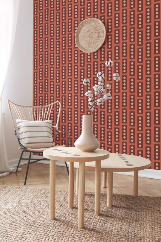 Terracotta Mason's Craft removable wallpaper by Fancy Walls
