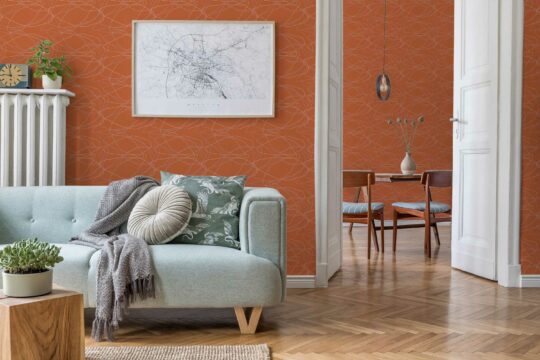 Deserted Terracotta Strokes for living rooms by Fancy Walls