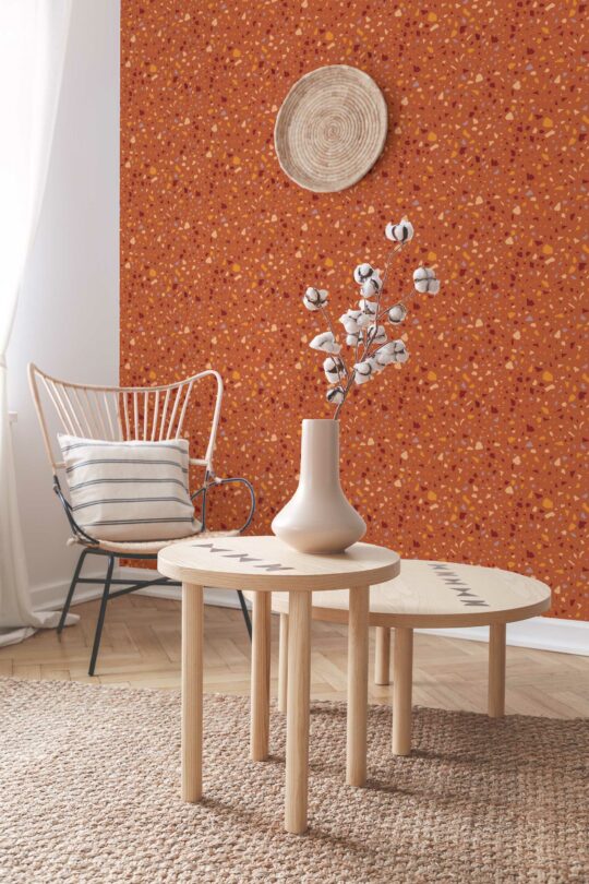 Unpasted Terracotta Terrazzo pattern by Fancy Walls