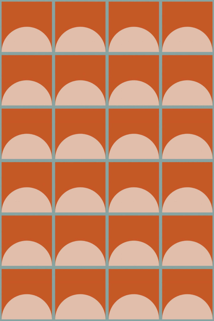 Pattern repeat of Terracotta Tile Blend removable wallpaper design