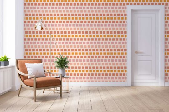 Earthen Geometry Terracotta design for living rooms by Fancy Walls