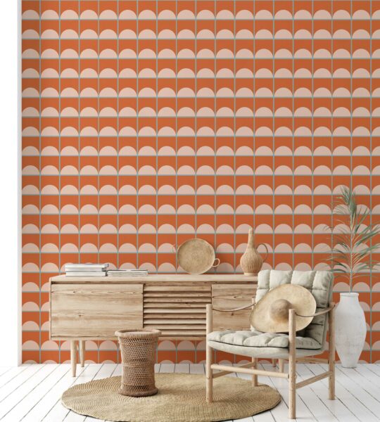Eclectic Terracotta Tile Blend traditional wallpaper by Fancy Walls