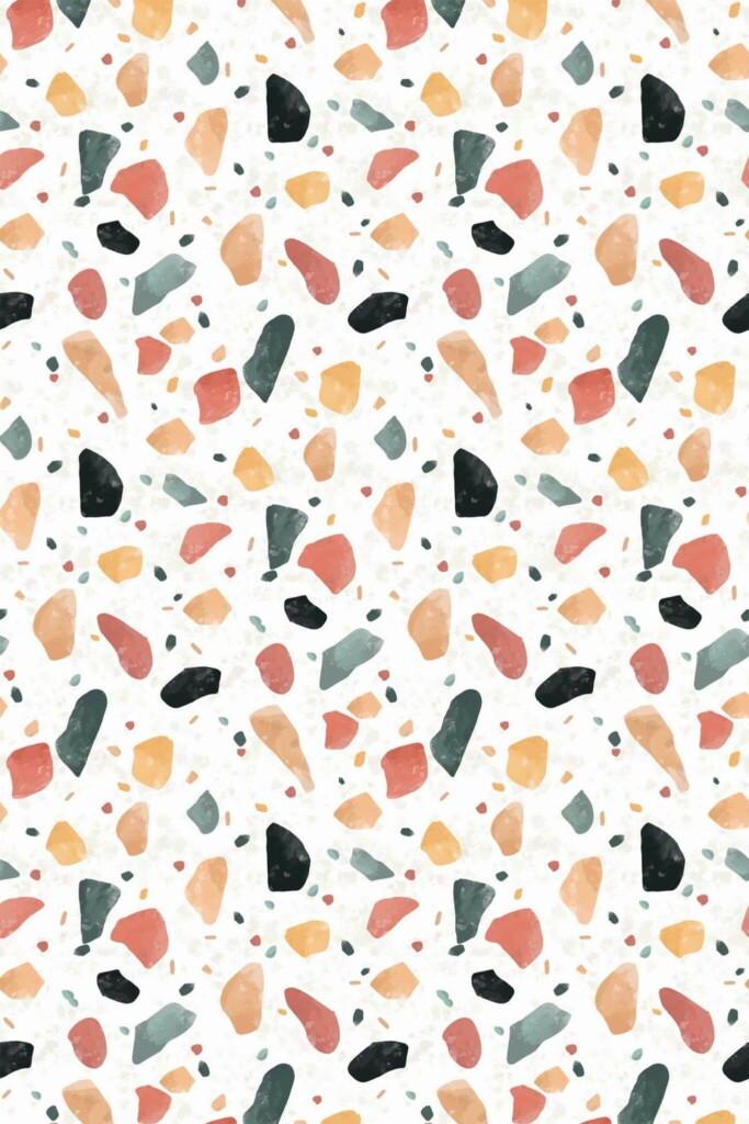 Pattern repeat of Terrazzo hand painted removable wallpaper design