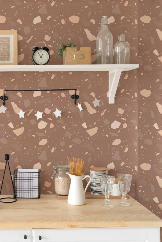 Fancy Walls Brown Terrazzo unpasted wallpaper