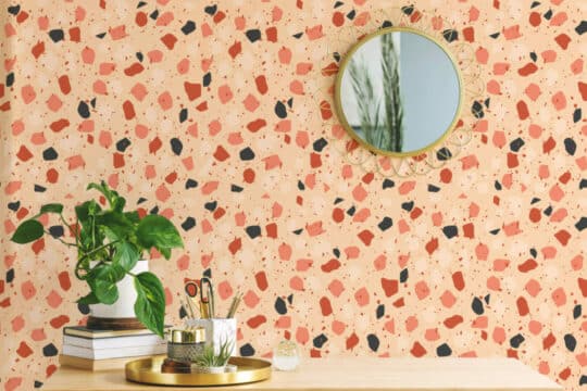 Orange terrazzo peel stick wallpaper