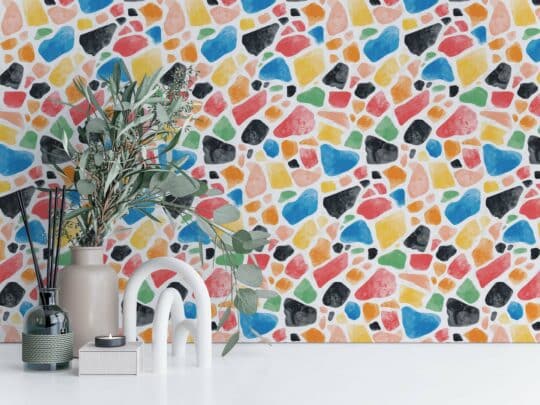 multicolor hand painted unpasted wallpaper