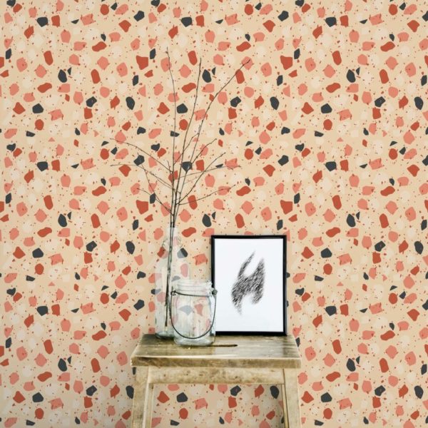 Orange terrazzo temporary wallpaper