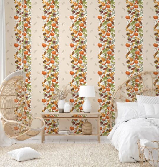 thanksgiving beige and white traditional wallpaper