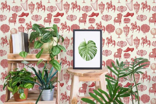 Throwback Whisper of Ruby Cream Peel and Stick Wallpaper by Fancy Walls
