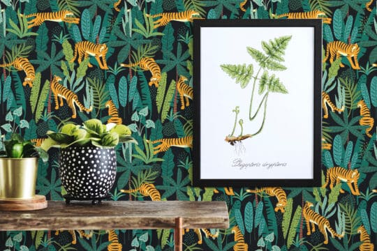 orange and green modern unpasted wallpaper
