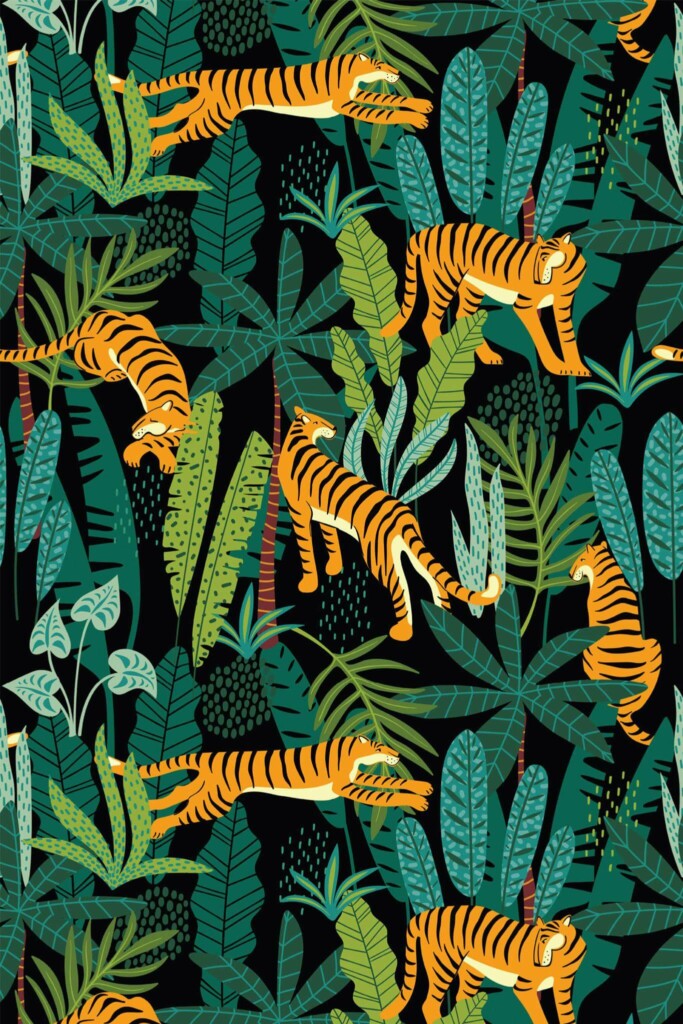 Pattern repeat of Tiger removable wallpaper design