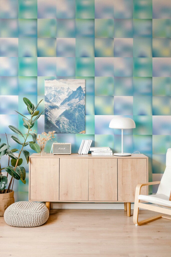 Fancy Walls Peel and Stick Wallpaper in Tranquil Blue Tile