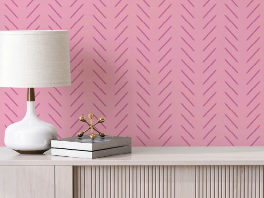 Barbie movie energy on pink unpasted wallpaper
