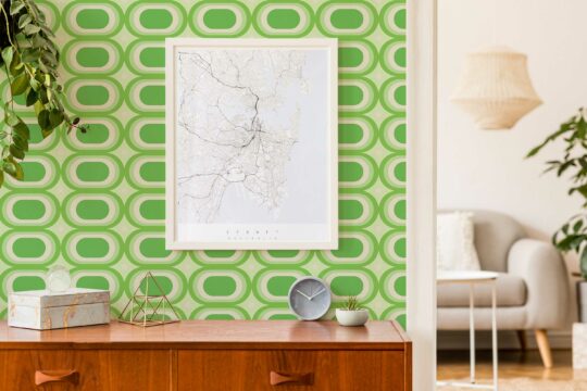 Timeless Rhythm in Retro Green traditional wallpaper by Fancy Walls