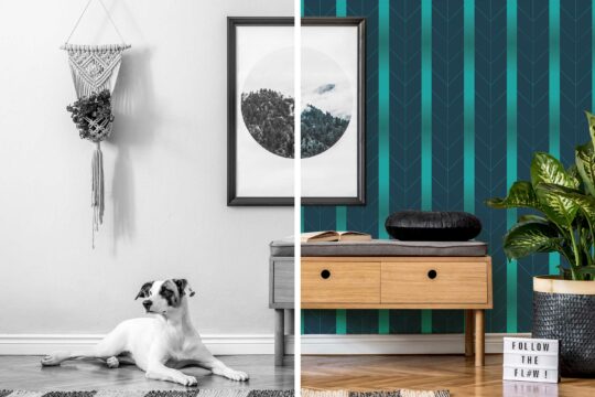 Traditional Timeless Teal Herringbone Rhythm wallpaper from Fancy Walls