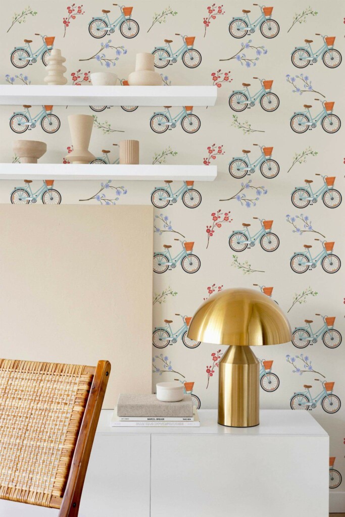 Modern style dining room decorated with Tour de france peel and stick wallpaper