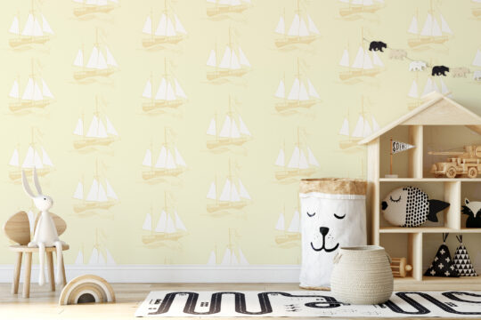 Beige marine peel and stick wallpaper for nurseries by Fancy Walls