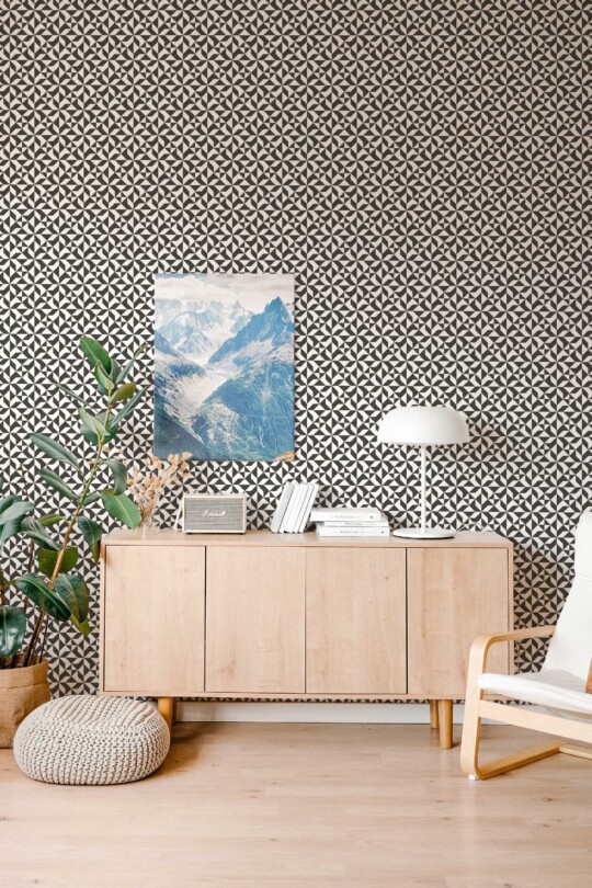 Black and white unpasted mosaic wallpaper by Fancy Walls