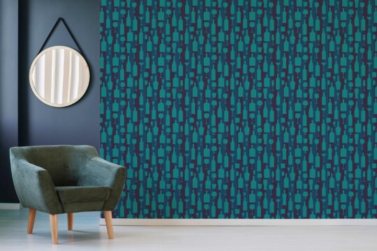 Teal Tipples in Silhouette removable wallpaper by Fancy Walls