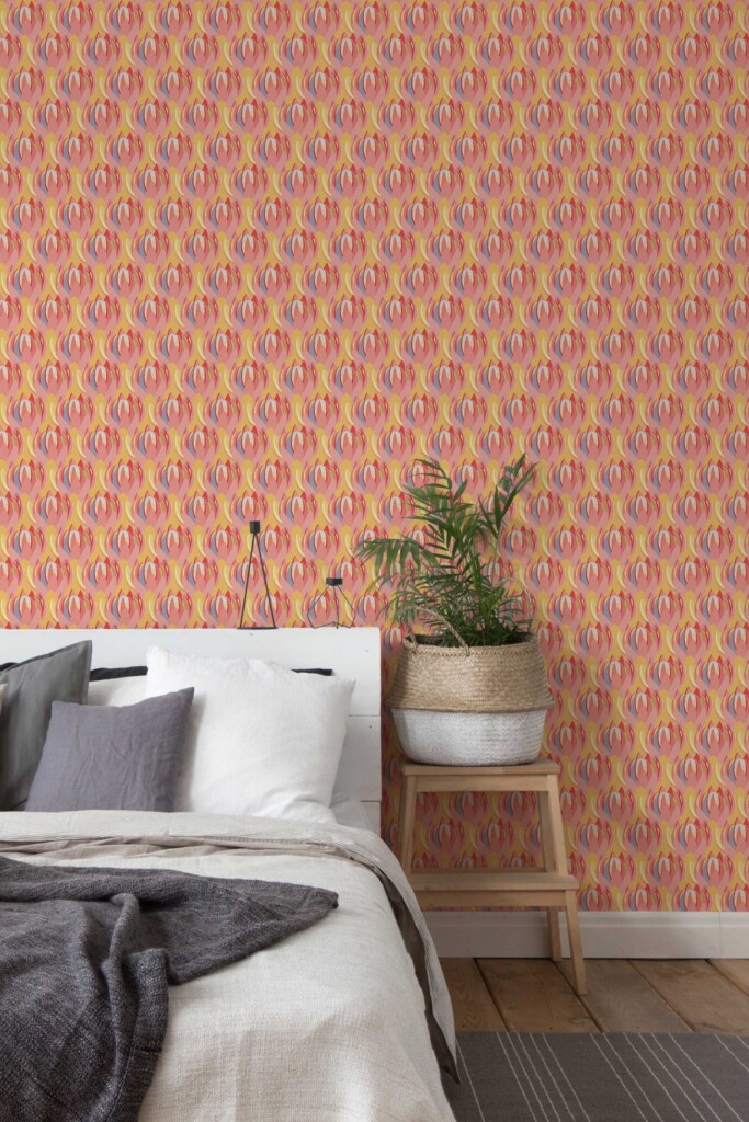 Removable wallpaper with orange flowers by Fancy Walls