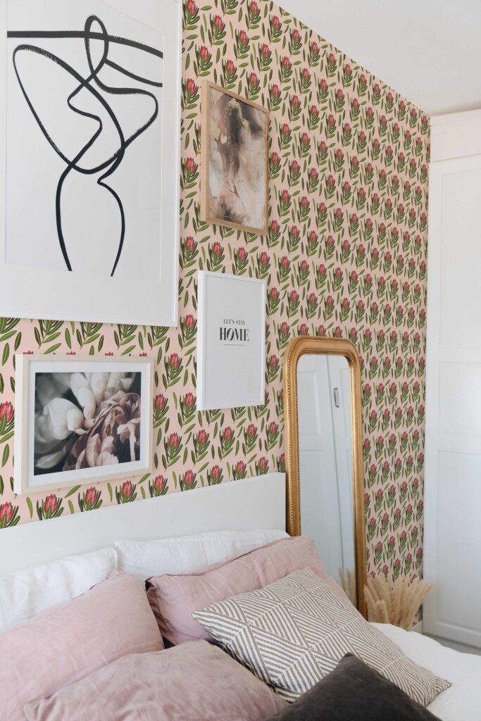 Removable wallpaper with pink flowers by Fancy Walls