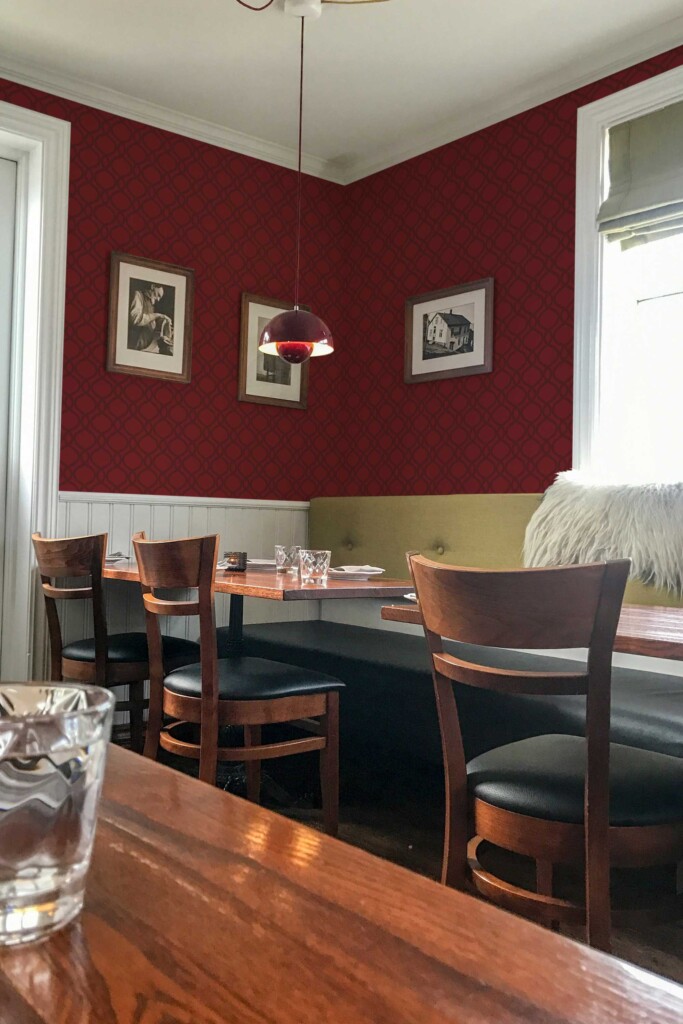 Fancy Walls Red Geometric peel and stick wallpaper for restaurant