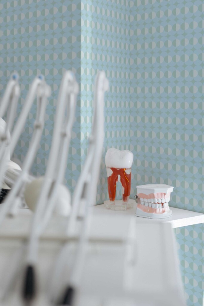 Retro-style blue peel and stick wallpaper by Fancy Walls