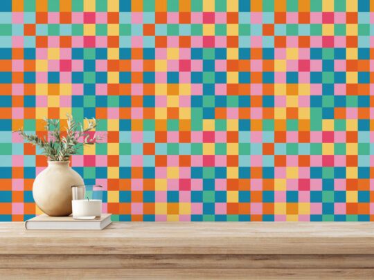Removable wallpaper featuring multicolor check from Fancy Walls