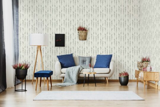 Whispering Sage Herringbone pattern, a traditional wallpaper by Fancy Walls