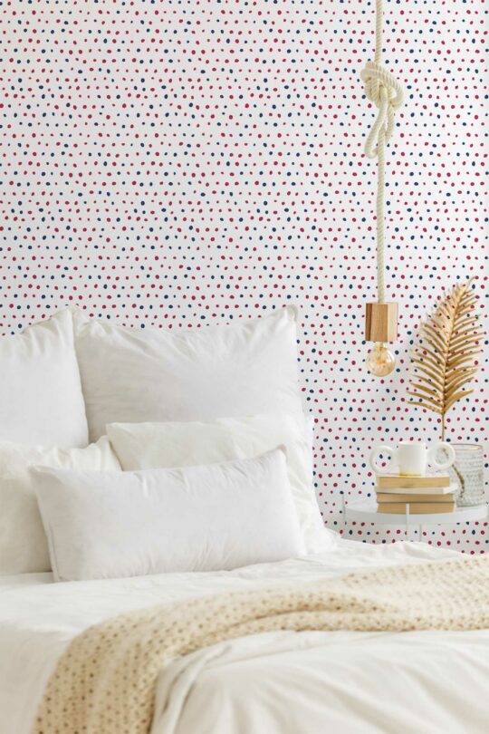 White wallpaper for walls, Independence dots design by Fancy Walls