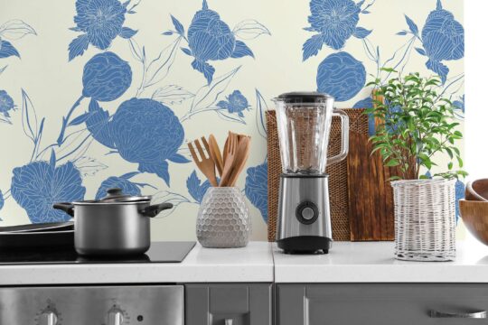 blue and ecru white kitchen peel and stick removable wallpaper