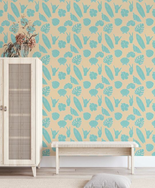 tropical beige traditional wallpaper