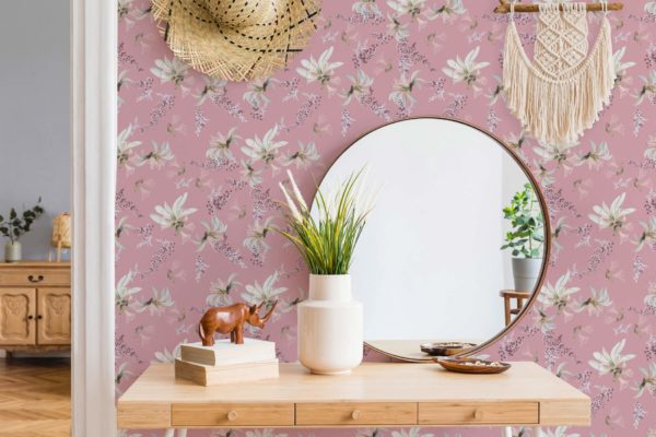 Botanical floral peel and stick wallpaper