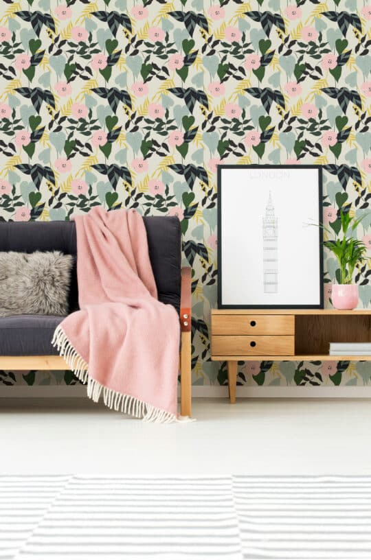 Multicolor floral and botanical self adhesive wallpaper
