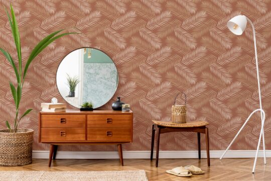leaf brown traditional wallpaper