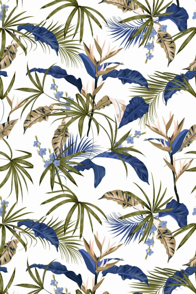 Pattern repeat of Tropical leaf removable wallpaper design