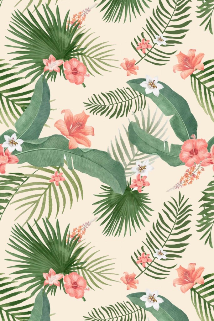 Pattern repeat of Tropical removable wallpaper design