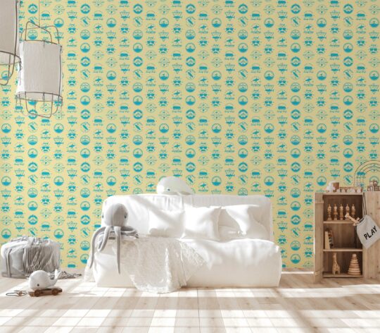 tropical yellow traditional wallpaper