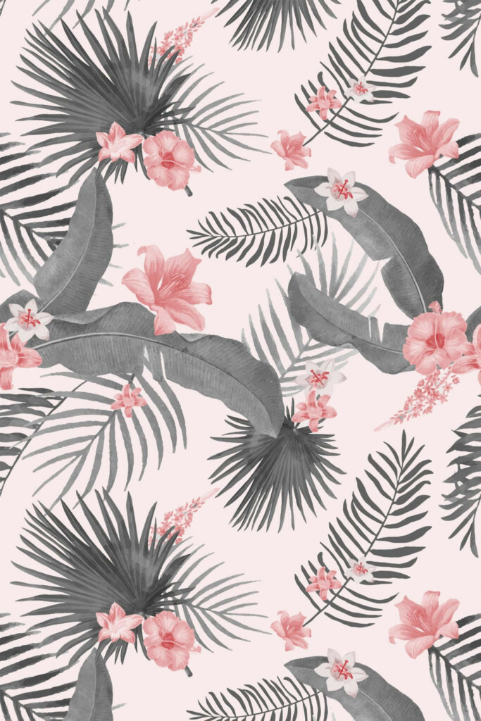Pattern repeat of Tropical summer removable wallpaper design