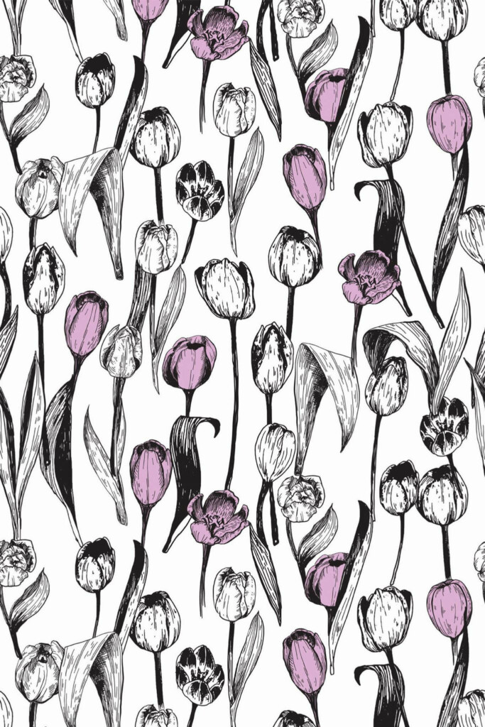 Pattern repeat of Tulip removable wallpaper design
