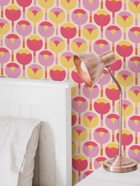 pink groovy unpasted wallpaper