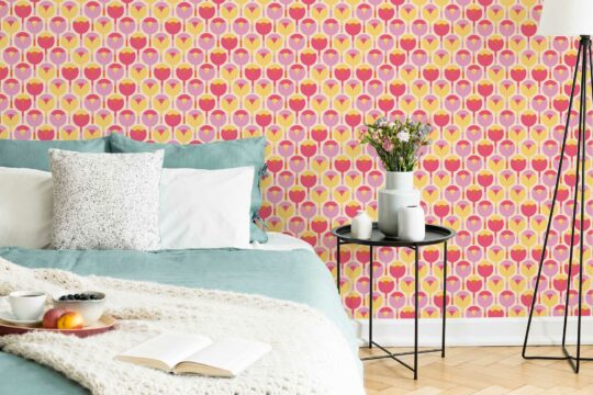 pink living room peel and stick removable wallpaper
