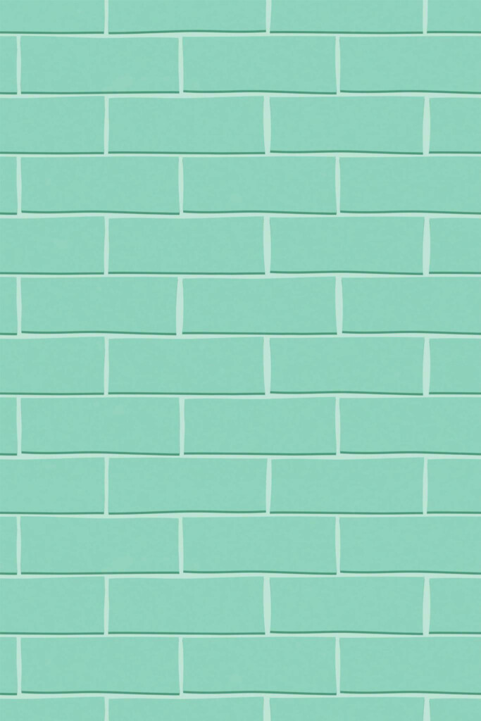 Pattern repeat of Turquoise Brick Aesthetic removable wallpaper design