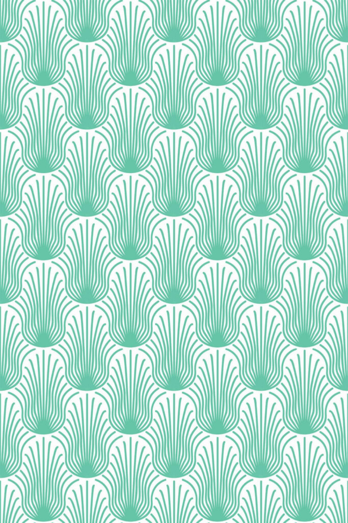 Pattern repeat of Turquoise Feather Dance removable wallpaper design